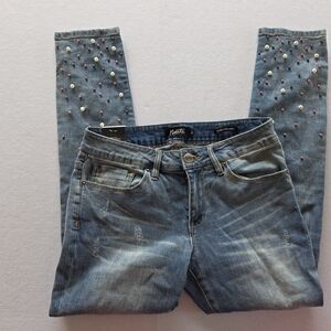 Blue Jeans with Pearl Embellishments